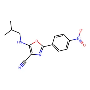 5-(Isobutylamino)-2-(4-nitrophenyl)oxazole-4-carbonitrile structure