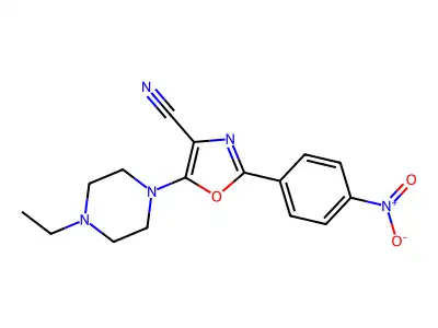 5-(4-Ethylpiperazin-1-yl)-2-(4-nitrophenyl)-1,3-oxazole-4-carbonitrile structure