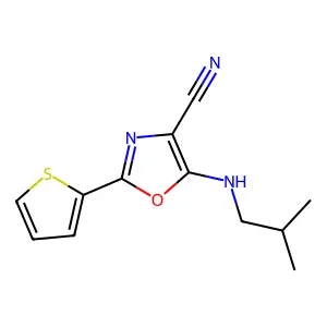 5-(2-Methylpropylamino)-2-thiophen-2-yl-1,3-oxazole-4-carbonitrile structure