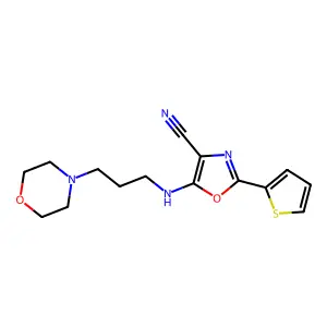 5-(3-Morpholin-4-ylpropylamino)-2-thiophen-2-yl-1,3-oxazole-4-carbonitrile structure