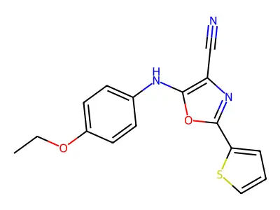 5-(4-Ethoxyanilino)-2-thiophen-2-yl-4-oxazolecarbonitrile structure