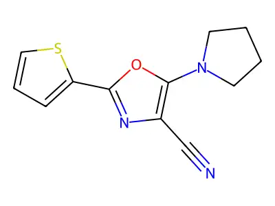 5-Pyrrolidin-1-yl-2-thiophen-2-yl-1,3-oxazole-4-carbonitrile structure