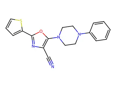 5-(4-Phenylpiperazin-1-yl)-2-thiophen-2-yl-1,3-oxazole-4-carbonitrile structure
