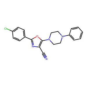 2-(4-Chlorophenyl)-5-(4-phenylpiperazin-1-yl)-1,3-oxazole-4-carbonitrile structure