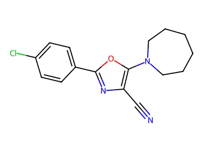 5-(Azepan-1-yl)-2-(4-chlorophenyl)-1,3-oxazole-4-carbonitrile structure