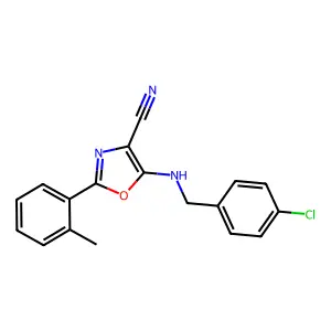 5-[(4-Chlorophenyl)methylamino]-2-(2-methylphenyl)-1,3-oxazole-4-carbonitrile structure