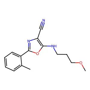5-(3-Methoxypropylamino)-2-(2-methylphenyl)-1,3-oxazole-4-carbonitrile structure