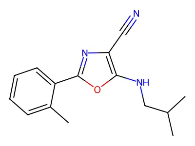 2-(2-Methylphenyl)-5-(2-methylpropylamino)-1,3-oxazole-4-carbonitrile structure