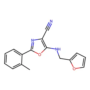 5-(2-Furanylmethylamino)-2-(2-methylphenyl)-4-oxazolecarbonitrile structure