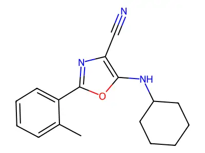 5-(Cyclohexylamino)-2-(2-methylphenyl)-1,3-oxazole-4-carbonitrile structure