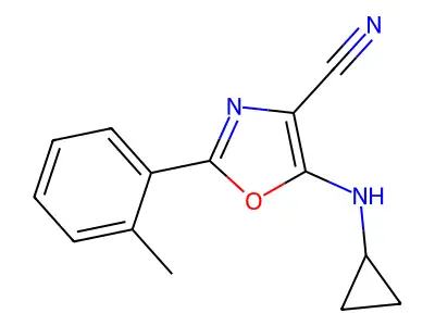 5-(Cyclopropylamino)-2-(2-methylphenyl)-1,3-oxazole-4-carbonitrile structure