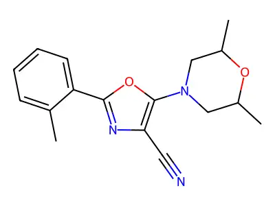5-(2,6-Dimethylmorpholin-4-yl)-2-(2-methylphenyl)-1,3-oxazole-4-carbonitrile structure