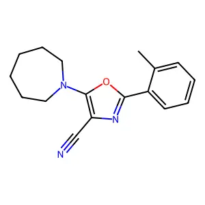 5-(Azepan-1-yl)-2-(2-methylphenyl)-1,3-oxazole-4-carbonitrile structure