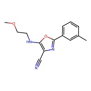 5-(2-Methoxyethylamino)-2-(3-methylphenyl)-1,3-oxazole-4-carbonitrile structure