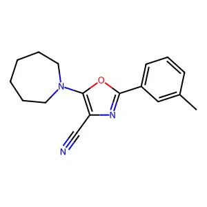5-(Azepan-1-yl)-2-(3-methylphenyl)-1,3-oxazole-4-carbonitrile structure