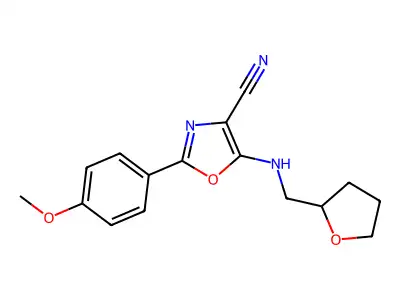 2-(4-Methoxyphenyl)-5-(oxolan-2-ylmethylamino)-1,3-oxazole-4-carbonitrile structure