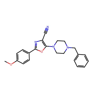 5-(4-Benzylpiperazin-1-yl)-2-(4-methoxyphenyl)-1,3-oxazole-4-carbonitrile structure