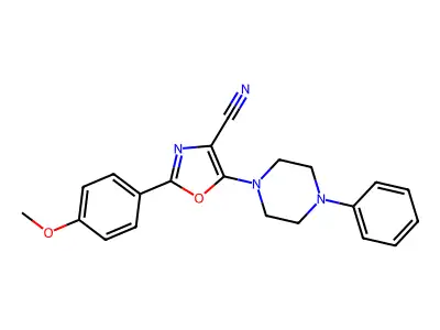 2-(4-Methoxyphenyl)-5-(4-phenylpiperazin-1-yl)-1,3-oxazole-4-carbonitrile structure
