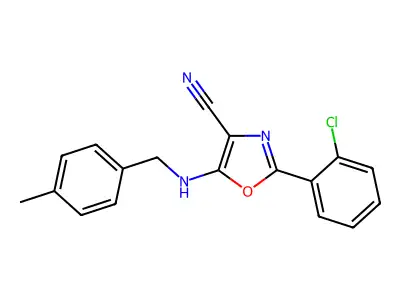 2-(2-Chlorophenyl)-5-[(4-methylbenzyl)amino]-1,3-oxazole-4-carbonitrile structure