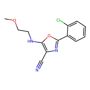 2-(2-Chlorophenyl)-5-((2-methoxyethyl)amino)oxazole-4-carbonitrile structure