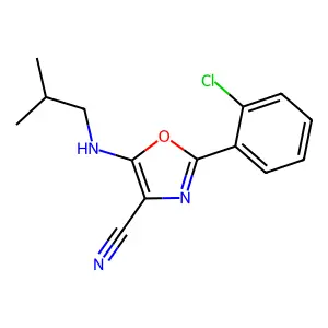 2-(2-Chlorophenyl)-5-(2-methylpropylamino)-4-oxazolecarbonitrile structure