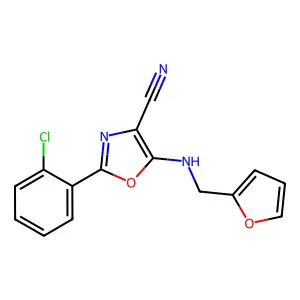 2-(2-Chlorophenyl)-5-[(furan-2-ylmethyl)amino]-1,3-oxazole-4-carbonitrile structure