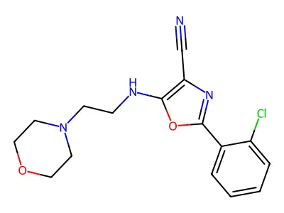 2-(2-Chlorophenyl)-5-(2-morpholin-4-ylethylamino)-1,3-oxazole-4-carbonitrile structure