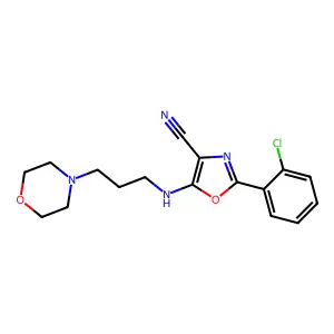 2-(2-Chlorophenyl)-5-(3-morpholin-4-ylpropylamino)-1,3-oxazole-4-carbonitrile structure