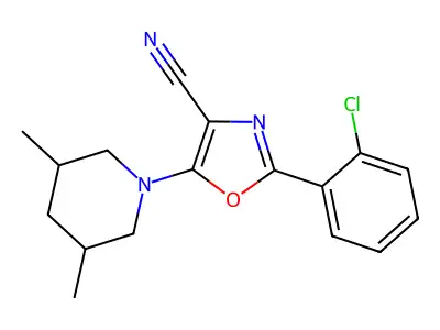 2-(2-Chlorophenyl)-5-(3,5-dimethylpiperidin-1-yl)-1,3-oxazole-4-carbonitrile structure