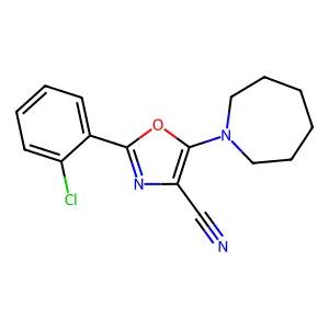 5-(Azepan-1-yl)-2-(2-chlorophenyl)-1,3-oxazole-4-carbonitrile structure