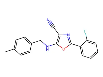 2-(2-Fluorophenyl)-5-[(4-methylbenzyl)amino]-1,3-oxazole-4-carbonitrile structure