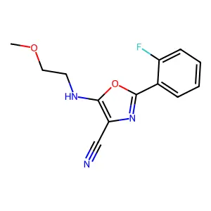 2-(2-Fluorophenyl)-5-((2-methoxyethyl)amino)oxazole-4-carbonitrile structure