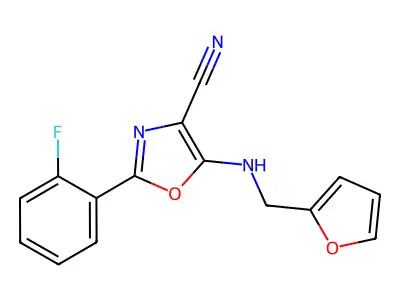 2-(2-Fluorophenyl)-5-(furan-2-ylmethylamino)-1,3-oxazole-4-carbonitrile structure