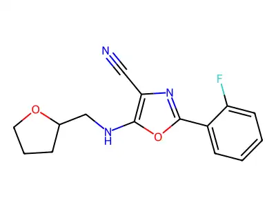2-(2-Fluorophenyl)-5-(oxolan-2-ylmethylamino)-1,3-oxazole-4-carbonitrile structure