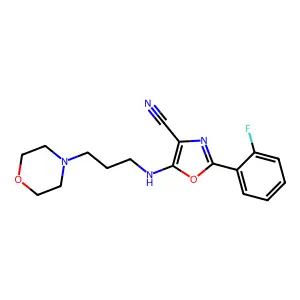2-(2-Fluorophenyl)-5-(3-morpholin-4-ylpropylamino)-1,3-oxazole-4-carbonitrile structure