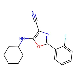 5-(Cyclohexylamino)-2-(2-fluorophenyl)-1,3-oxazole-4-carbonitrile structure