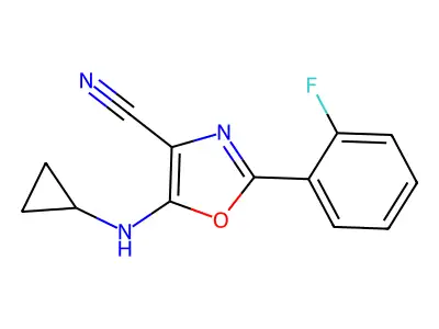 5-(Cyclopropylamino)-2-(2-fluorophenyl)-1,3-oxazole-4-carbonitrile structure