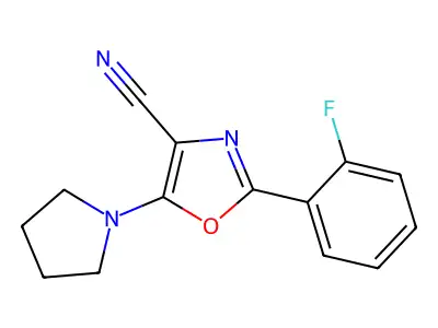 2-(2-Fluorophenyl)-5-pyrrolidin-1-yl-1,3-oxazole-4-carbonitrile structure