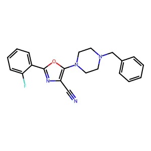 5-(4-Benzylpiperazin-1-yl)-2-(2-fluorophenyl)-1,3-oxazole-4-carbonitrile structure