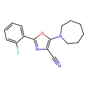 5-(Azepan-1-yl)-2-(2-fluorophenyl)-1,3-oxazole-4-carbonitrile structure
