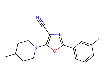 2-(3-Methylphenyl)-5-(4-methylpiperidin-1-yl)-1,3-oxazole-4-carbonitrile structure