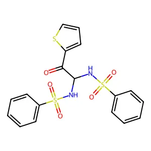 N-[1-(benzenesulfonamido)-2-oxo-2-thiophen-2-ylethyl]benzenesulfonamide structure