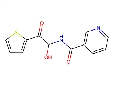 N-(1-hydroxy-2-oxo-2-thien-2-ylethyl)nicotinamide structure