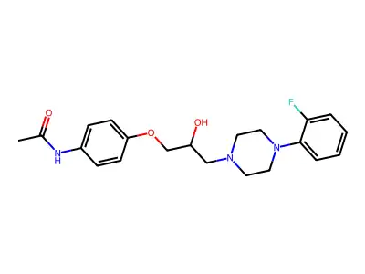 N-(4-(3-(4-(2-fluorophenyl)piperazin-1-yl)-2-hydroxypropoxy)phenyl)acetamide structure