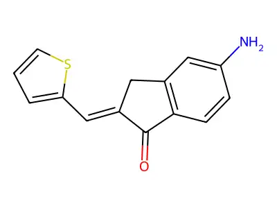 (2E)-5-amino-2-(thiophen-2-ylmethylidene)-3H-inden-1-one structure