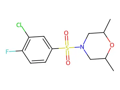 4-((3-Chloro-4-fluorophenyl)sulfonyl)-2,6-dimethylmorpholine structure