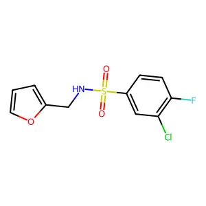3-chloro-4-fluoro-N-(furan-2-ylmethyl)benzenesulfonamide structure