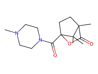 4,7,7-trimethyl-1-[(4-methylpiperazin-1-yl)carbonyl]-2-oxabicyclo[2.2.1]heptan-3-one structure