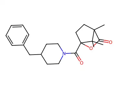 1-[(4-benzylpiperidin-1-yl)carbonyl]-4,7,7-trimethyl-2-oxabicyclo[2.2.1]heptan-3-one structure