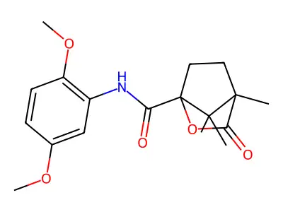 N-(2,5-dimethoxyphenyl)-4,7,7-trimethyl-3-oxo-2-oxabicyclo[2.2.1]heptane-1-carboxamide structure